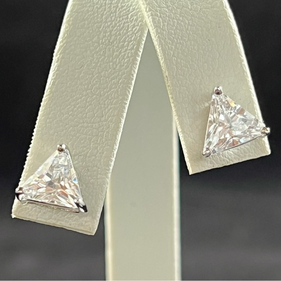 Trillion CZ Sterling Silver Stud Earrings